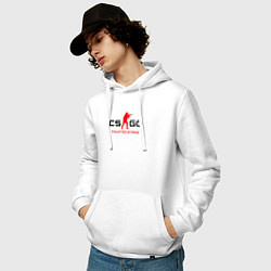 Толстовка-худи хлопковая мужская Counter Strike логотип, цвет: белый — фото 2