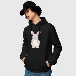 Толстовка-худи хлопковая мужская Кролик турист, цвет: черный — фото 2
