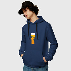 Толстовка-худи хлопковая мужская Бокал пива в руке, цвет: тёмно-синий — фото 2