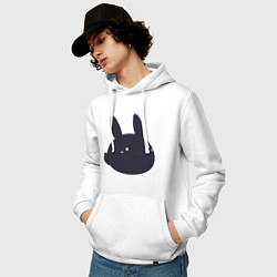 Толстовка-худи хлопковая мужская Черный кролик - минимализм, цвет: белый — фото 2