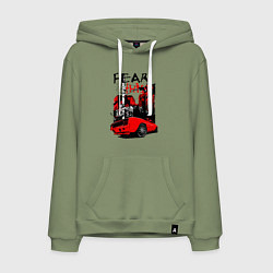 Толстовка-худи хлопковая мужская Машина в городе, цвет: авокадо
