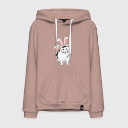 Толстовка-худи хлопковая мужская Кролик Бендер - 2023, цвет: пыльно-розовый