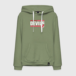 Толстовка-худи хлопковая мужская Нью - Джерси Девилз нхл, цвет: авокадо
