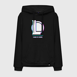Толстовка-худи хлопковая мужская League of Legends в стиле glitch и баги графики, цвет: черный