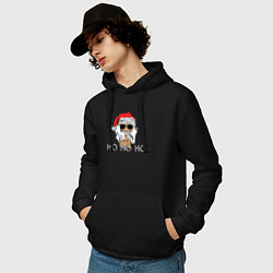 Толстовка-худи хлопковая мужская Санта с факом, цвет: черный — фото 2