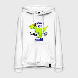 Толстовка-худи хлопковая мужская Volume up lets switch on road, цвет: белый