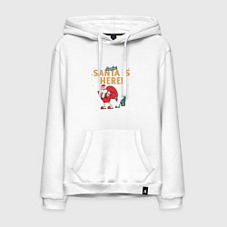 Толстовка-худи хлопковая мужская Careful Santa is here, цвет: белый