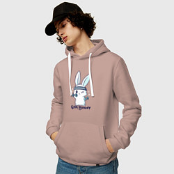Толстовка-худи хлопковая мужская Gym bunny, цвет: пыльно-розовый — фото 2