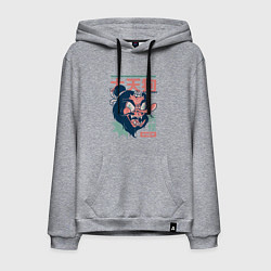 Толстовка-худи хлопковая мужская Японский ёкай Тэнгу, цвет: меланж
