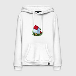 Мужская толстовка-худи Новогодний домик на еловых ветках