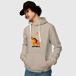 Толстовка-худи хлопковая мужская Stray - cat logo, цвет: миндальный — фото 2