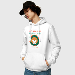 Толстовка-худи хлопковая мужская Its the most fluffiest time of the year, цвет: белый — фото 2