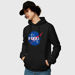 Толстовка-худи хлопковая мужская Nasa - pizza, цвет: черный — фото 2