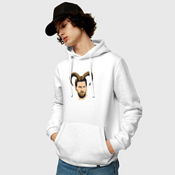 Толстовка-худи хлопковая мужская Messi goat, цвет: белый — фото 2