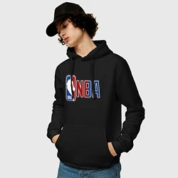 Толстовка-худи хлопковая мужская NBA - big logo, цвет: черный — фото 2