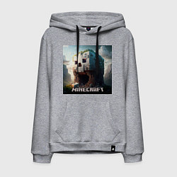 Толстовка-худи хлопковая мужская Жуткая пещера Minecraft, цвет: меланж