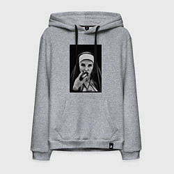 Толстовка-худи хлопковая мужская Готическая монахиня, цвет: меланж