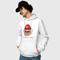 Толстовка-худи хлопковая мужская Mario player 1, цвет: белый — фото 2