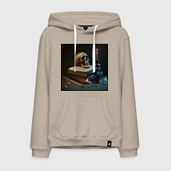 Мужская толстовка-худи Уроки вечности - череп на книгах