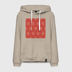 Мужская толстовка-худи Рукописный текст слово Love бежевым цветом на крас