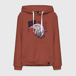 Толстовка-худи хлопковая мужская American eagle, цвет: кирпичный