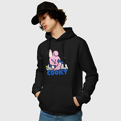 Толстовка-худи хлопковая мужская Cooky BT21 Jungkook, цвет: черный — фото 2