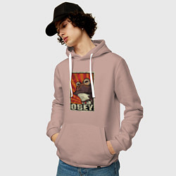 Толстовка-худи хлопковая мужская Obey frog, цвет: пыльно-розовый — фото 2