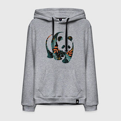 Мужская толстовка-худи Панда в цветочном принте