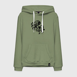 Толстовка-худи хлопковая мужская Слейпнир конь бога Одина, цвет: авокадо
