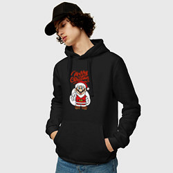 Толстовка-худи хлопковая мужская Christmas Mario, цвет: черный — фото 2