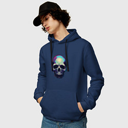 Толстовка-худи хлопковая мужская Граффити череп, цвет: тёмно-синий — фото 2