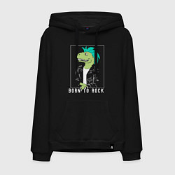 Толстовка-худи хлопковая мужская Born to rock quote, цвет: черный