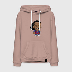 Толстовка-худи хлопковая мужская Ronaldinho Barcelona, цвет: пыльно-розовый