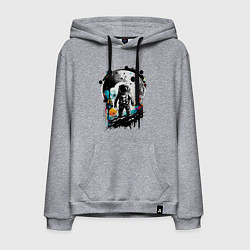 Толстовка-худи хлопковая мужская Иллюстрация космонавта, цвет: меланж