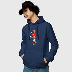 Толстовка-худи хлопковая мужская Марио на грибе, цвет: тёмно-синий — фото 2