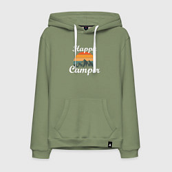 Толстовка-худи хлопковая мужская Happy camper, цвет: авокадо