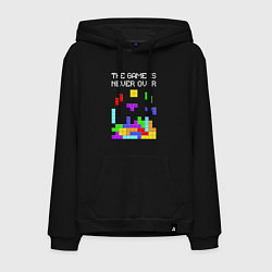 Толстовка-худи хлопковая мужская Tetris - the game is never over, цвет: черный