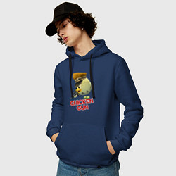 Толстовка-худи хлопковая мужская Chicken Gun logo, цвет: тёмно-синий — фото 2