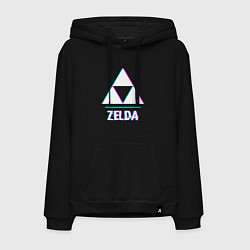 Толстовка-худи хлопковая мужская Zelda в стиле glitch и баги графики, цвет: черный