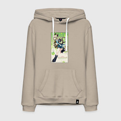 Толстовка-худи хлопковая мужская Кирара Геншин импакт, цвет: миндальный