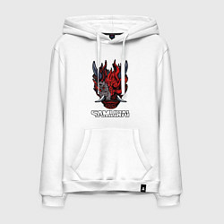 Толстовка-худи хлопковая мужская Samurai logo, цвет: белый