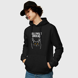 Толстовка-худи хлопковая мужская Hollywood Undead rock cat, цвет: черный — фото 2