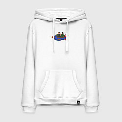 Толстовка-худи хлопковая мужская Ким Чен Ын и Биг Смоук, цвет: белый