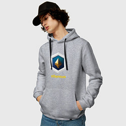 Толстовка-худи хлопковая мужская Логотип Ethereum, цвет: меланж — фото 2