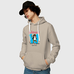 Толстовка-худи хлопковая мужская Пингвин линукс в шляпе, цвет: миндальный — фото 2