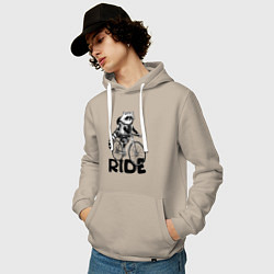Толстовка-худи хлопковая мужская Raccoon ride, цвет: миндальный — фото 2
