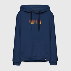 Толстовка-худи хлопковая мужская Nirvana logo, цвет: тёмно-синий
