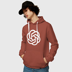 Толстовка-худи хлопковая мужская Chat GPT Логотип, цвет: кирпичный — фото 2
