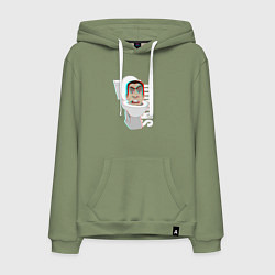 Толстовка-худи хлопковая мужская Skibidi Toilet G-toilet, цвет: авокадо