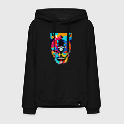 Толстовка-худи хлопковая мужская Funny skull - pop art, цвет: черный